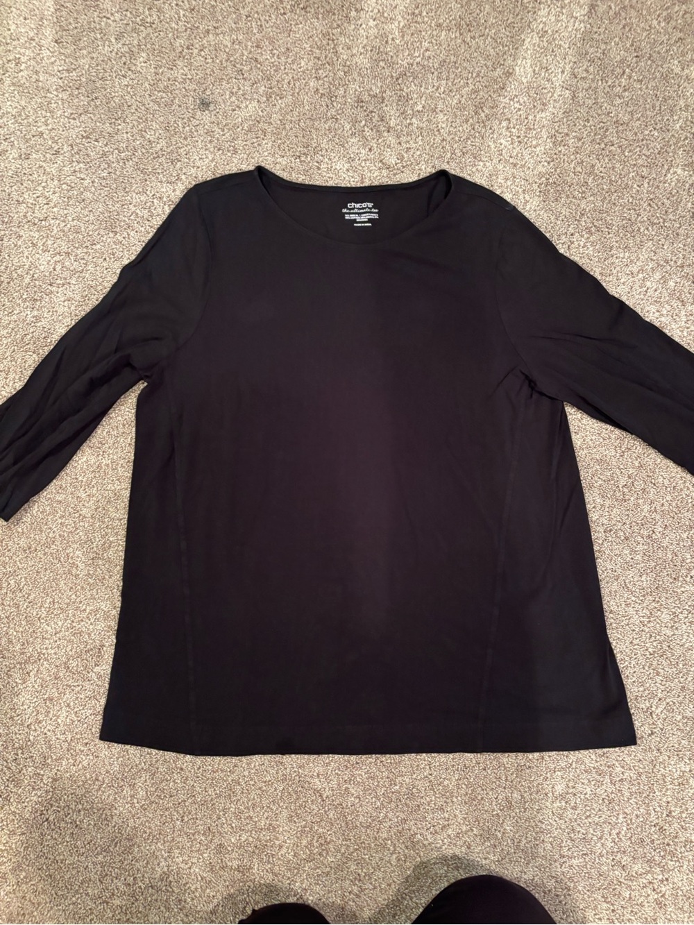 Chico's Black Long Sleeve Crewneck Top